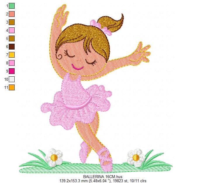 Ballerina embroidery designs - Ballet embroidery design machine embroidery pattern - instant download - Baby girl embroidery digital file