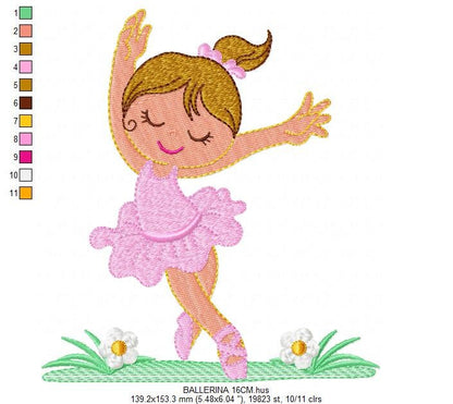 Ballerina embroidery designs - Ballet embroidery design machine embroidery pattern - instant download - Baby girl embroidery digital file