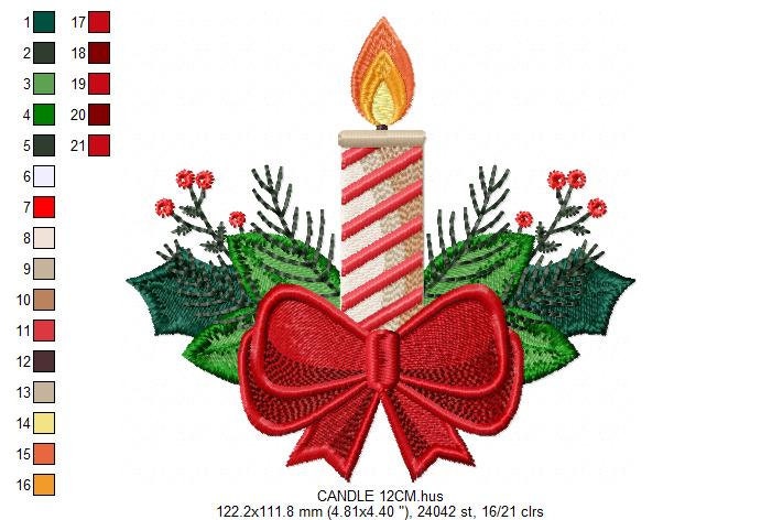 Candle embroidery designs - Christmas Decoration embroidery design machine embroidery pattern - Christmas embroidery file Xmas embroidery