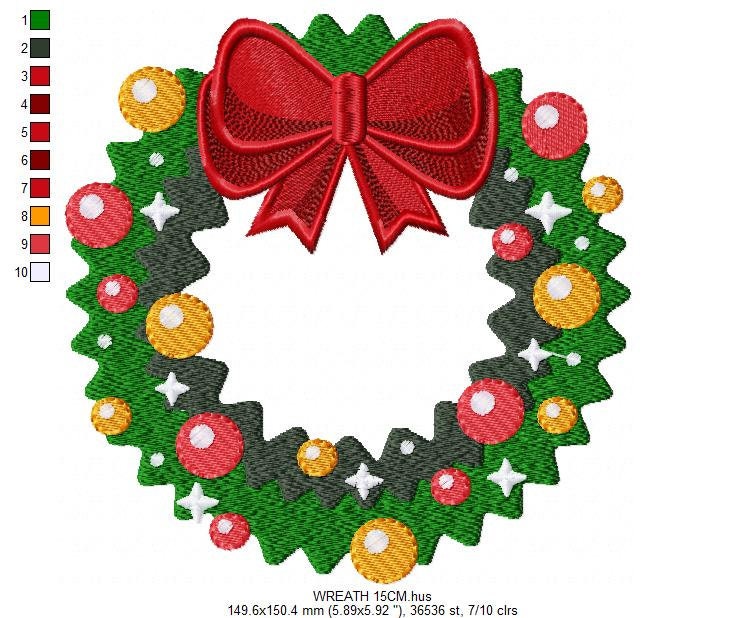 Xmas Wreath embroidery designs - Holly Wreath embroidery design machine embroidery pattern - Christmas Wreath embroidery file download