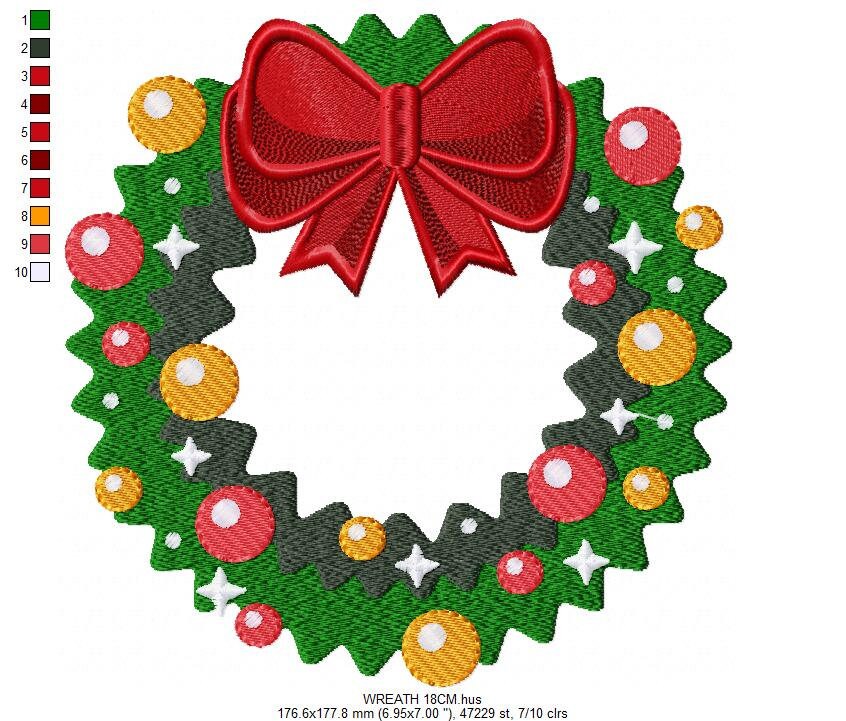 Xmas Wreath embroidery designs - Holly Wreath embroidery design machine embroidery pattern - Christmas Wreath embroidery file download