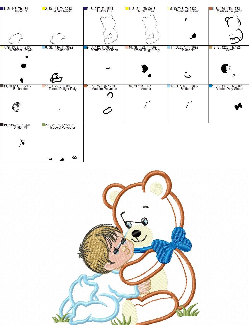 Teddy Bear embroidery designs - Bear with baby boy embroidery design machine embroidery pattern - Bear applique design nursery embroidery