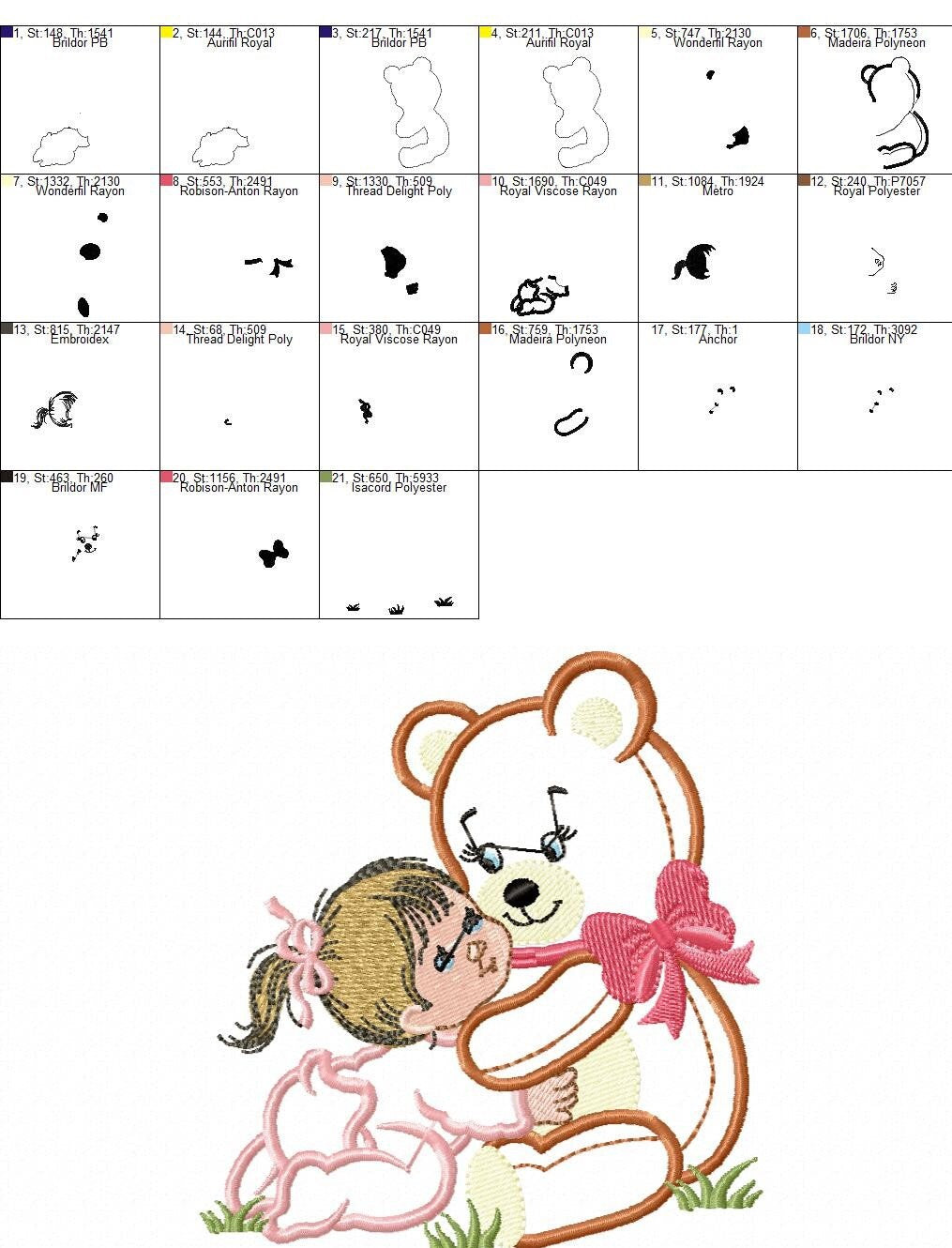Teddy Bear embroidery designs - Bear with baby girl embroidery design machine embroidery pattern - Bear applique design nursery embroidery