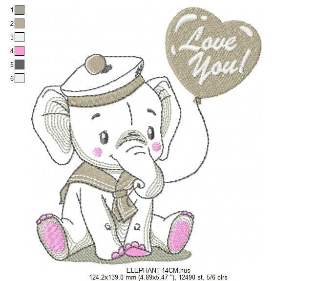 Elephant embroidery designs - Animal embroidery design machine embroidery pattern - Baby boy embroidery file - instant download Peace Love