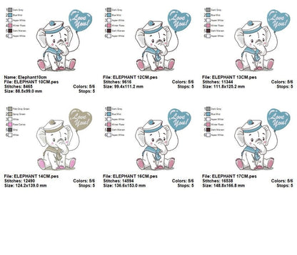 Elephant embroidery designs - Animal embroidery design machine embroidery pattern - Baby boy embroidery file - instant download Peace Love
