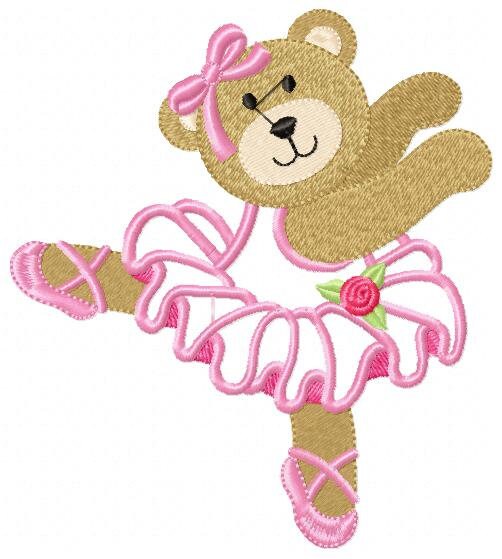 Ballerina Bear embroidery design - Ballet dancer machine embroidery pattern - Baby girl file - Ballerina applique - Instant digital download