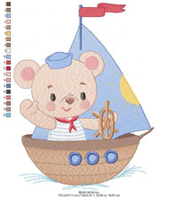 Load image into Gallery viewer, Bear embroidery designs - Sailor embroidery design machine embroidery pattern - Nautical Sailor bear embroidery file - baby boy embroidery

