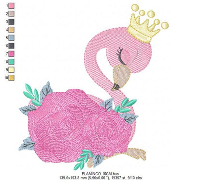 Flamingo embroidery designs - Bird embroidery design machine embroidery pattern - instant download - baby girl embroidery file pink flamingo