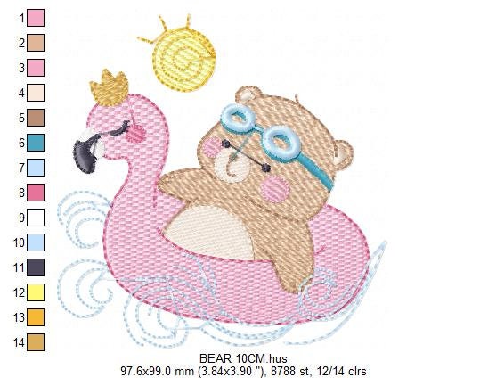Bear with floater embroidery designs - Bear embroidery design machine embroidery pattern - Baby boy embroidery file - instant download Beach