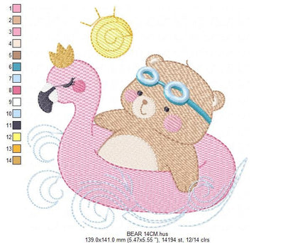 Bear with floater embroidery designs - Bear embroidery design machine embroidery pattern - Baby boy embroidery file - instant download Beach
