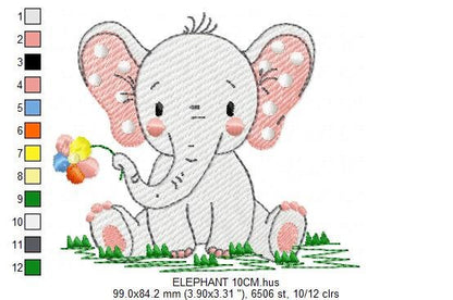 Elephant embroidery designs - Animal embroidery design machine embroidery pattern - Baby girl embroidery file kid embroidery elephant design