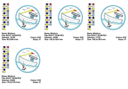 Boat embroidery designs - Sailboat applique machine embroidery pattern - Baby boy Nautical file - Boat applique design - Instant download