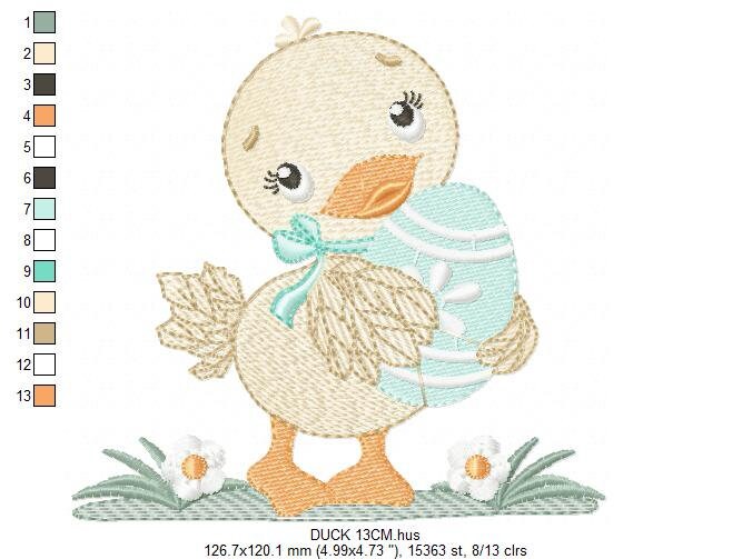 Duck embroidery design - Baby girl embroidery designs machine embroidery pattern - animal embroidery file - duck flowers instant download Marcia Embroidery