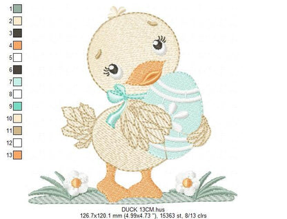 Duck embroidery design - Baby girl embroidery designs machine embroidery pattern - animal embroidery file - duck flowers instant download Marcia Embroidery