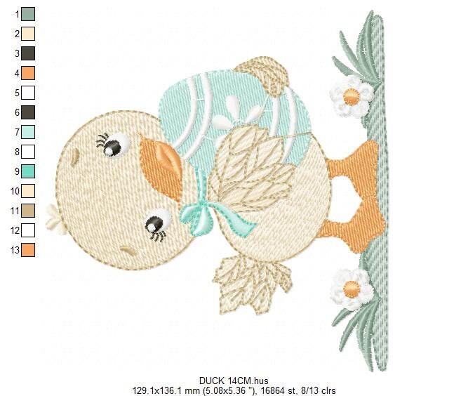 Duck embroidery design - Baby girl embroidery designs machine embroidery pattern - animal embroidery file - duck flowers instant download Marcia Embroidery