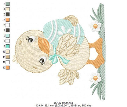 Duck embroidery design - Baby girl embroidery designs machine embroidery pattern - animal embroidery file - duck flowers instant download Marcia Embroidery