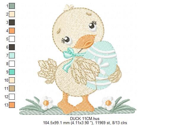 Duck embroidery design - Baby girl embroidery designs machine embroidery pattern - animal embroidery file - duck flowers instant download Marcia Embroidery