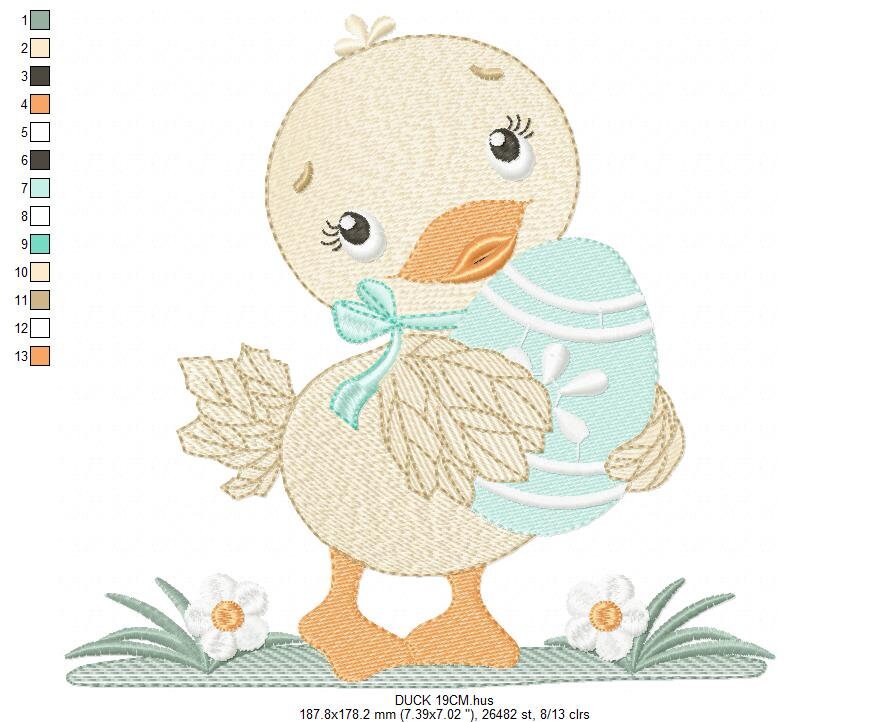 Duck embroidery design - Baby girl embroidery designs machine embroidery pattern - animal embroidery file - duck flowers instant download Marcia Embroidery