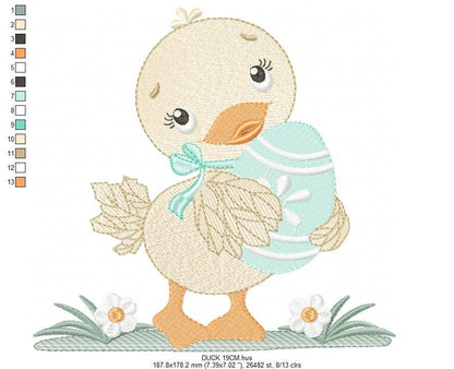 Duck embroidery design - Baby girl embroidery designs machine embroidery pattern - animal embroidery file - duck flowers instant download Marcia Embroidery