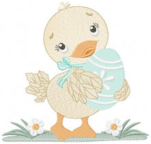 Charger l&#39;image dans la galerie, Duck embroidery design - Baby girl embroidery designs machine embroidery pattern - animal embroidery file - duck flowers instant download
