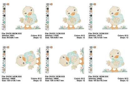 Duck embroidery design - Baby girl embroidery designs machine embroidery pattern - animal embroidery file - duck flowers instant download Marcia Embroidery