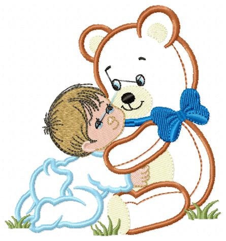 Teddy Bear embroidery designs - Bear with baby boy embroidery design machine embroidery pattern - Bear applique design nursery embroidery