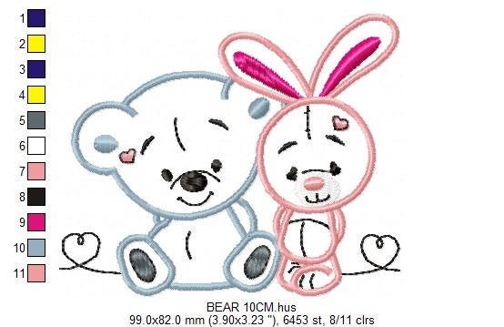 Animals embroidery designs - Bear embroidery design machine embroidery pattern - rabbit embroidery file - Bunny embroidery applique design