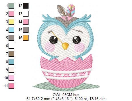 Baby Bird embroidery design - Owl with egg machine embroidery pattern - Baby girl and boy embroidery file - Instant download pes jef dst hus