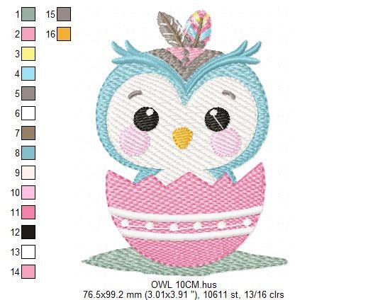 Baby Bird embroidery design - Owl with egg machine embroidery pattern - Baby girl and boy embroidery file - Instant download pes jef dst hus