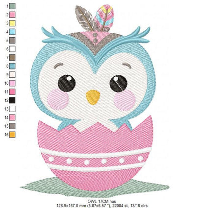 Baby Bird embroidery design - Owl with egg machine embroidery pattern - Baby girl and boy embroidery file - Instant download pes jef dst hus