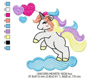 Unicorn set embroidery designs - Baby girl Pony machine embroidery pattern - Fantasy Magical file - Instant digital download pes jef dst hus