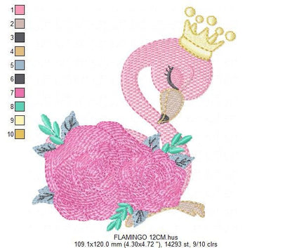 Flamingo embroidery designs - Bird embroidery design machine embroidery pattern - instant download - baby girl embroidery file pink flamingo