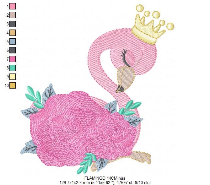 Flamingo embroidery designs - Bird embroidery design machine embroidery pattern - instant download - baby girl embroidery file pink flamingo