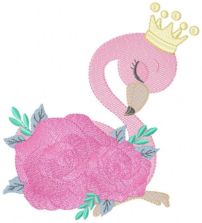 Flamingo embroidery designs - Bird embroidery design machine embroidery pattern - instant download - baby girl embroidery file pink flamingo