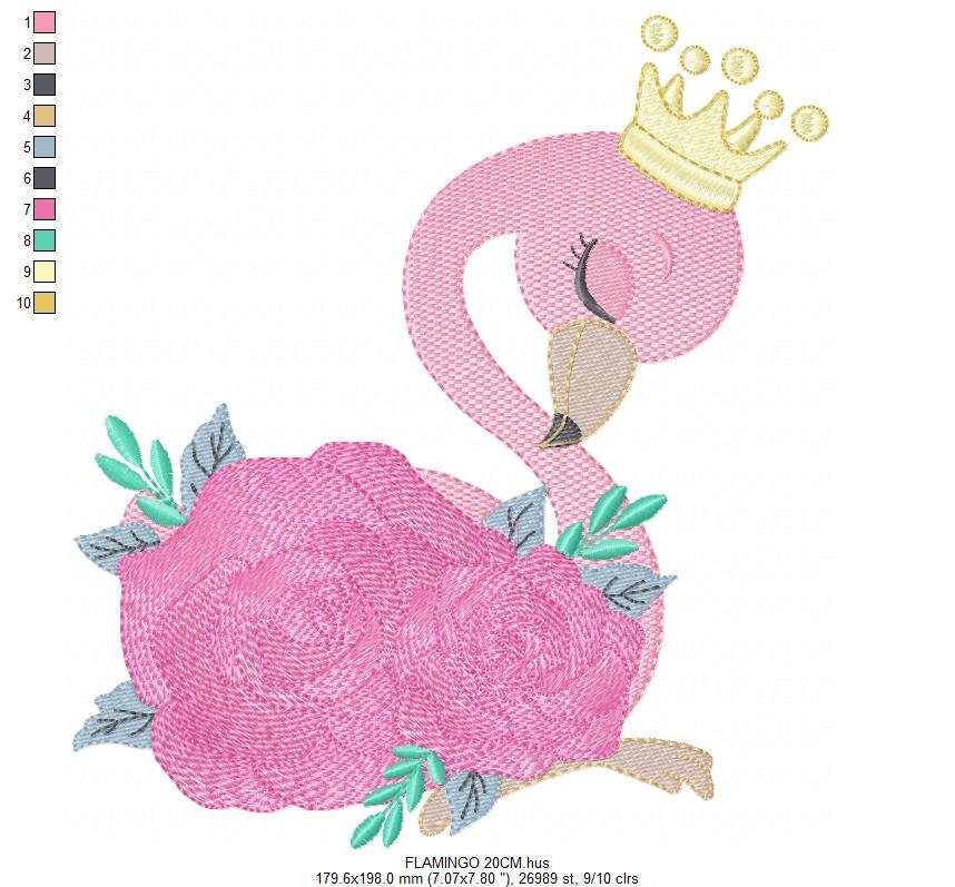 Flamingo embroidery designs - Bird embroidery design machine embroidery pattern - instant download - baby girl embroidery file pink flamingo