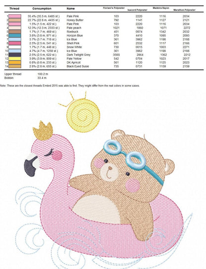 Bear with floater embroidery designs - Bear embroidery design machine embroidery pattern - Baby boy embroidery file - instant download Beach