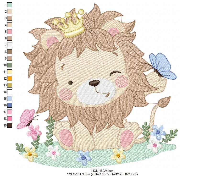 Lion embroidery designs - Safari embroidery design machine embroidery pattern - Baby boy embroidery file - Lion king embroidery download pes