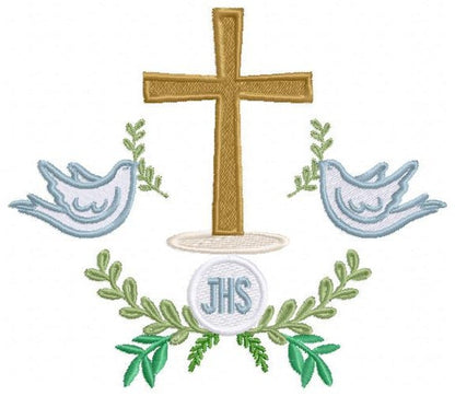 Cross embroidery designs - Dove embroidery design machine embroidery pattern - Catholic embroidery file - Grape Bread Wheat Eucharist church
