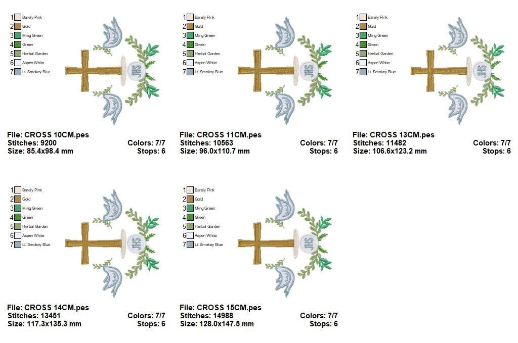 Cross embroidery designs - Dove embroidery design machine embroidery pattern - Catholic embroidery file - Grape Bread Wheat Eucharist church