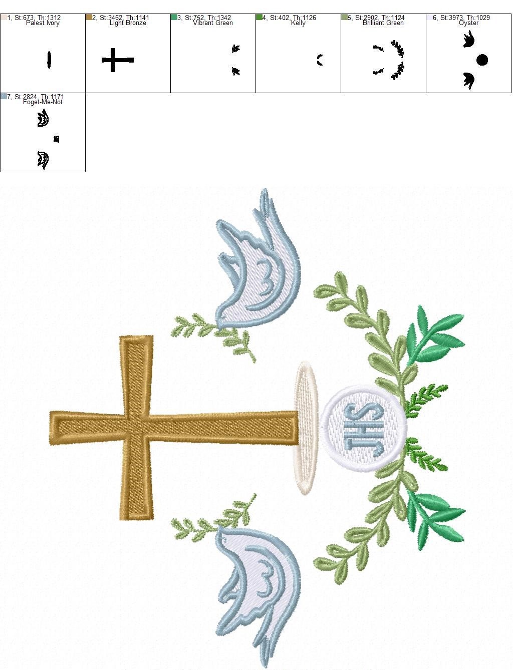 Cross embroidery designs - Dove embroidery design machine embroidery pattern - Catholic embroidery file - Grape Bread Wheat Eucharist church
