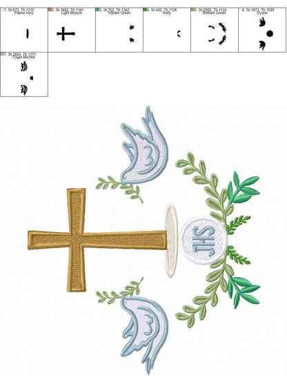 Cross embroidery designs - Dove embroidery design machine embroidery pattern - Catholic embroidery file - Grape Bread Wheat Eucharist church