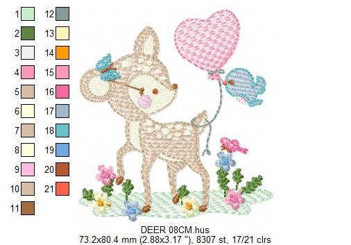 Deer embroidery design - Animal embroidery designs machine embroidery pattern - Newborn embroidery file - baby girl embroidery Woodland
