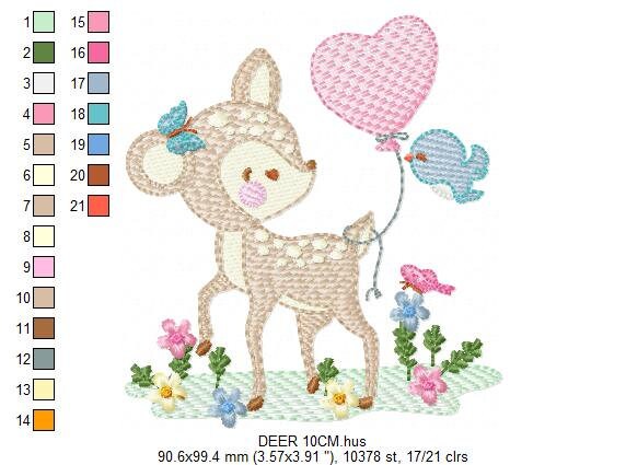 Deer embroidery design - Animal embroidery designs machine embroidery pattern - Newborn embroidery file - baby girl embroidery Woodland