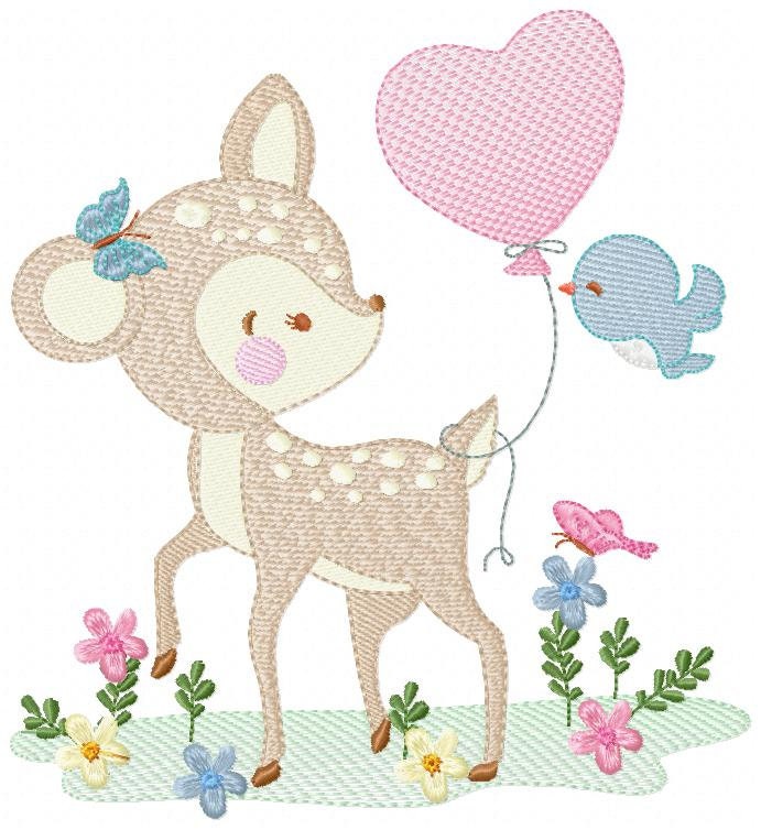 Deer embroidery design - Animal embroidery designs machine embroidery pattern - Newborn embroidery file - baby girl embroidery Woodland