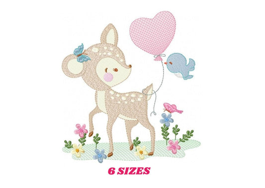 Deer embroidery design - Animal embroidery designs machine embroidery pattern - Newborn embroidery file - baby girl embroidery Woodland