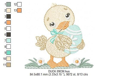 Duck embroidery design - Baby girl embroidery designs machine embroidery pattern - animal embroidery file - duck flowers instant download Marcia Embroidery