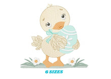 Laden Sie das Bild in den Galerie-Viewer, Duck embroidery design - Baby girl embroidery designs machine embroidery pattern - animal embroidery file - duck flowers instant download
