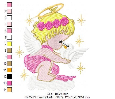 Angel embroidery designs - Girl embroidery design machine embroidery pattern - Boy embroidery file - Angel design instant download file