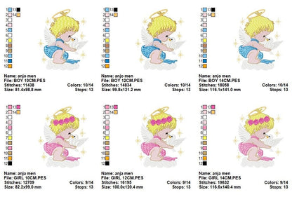 Angel embroidery designs - Girl embroidery design machine embroidery pattern - Boy embroidery file - Angel design instant download file