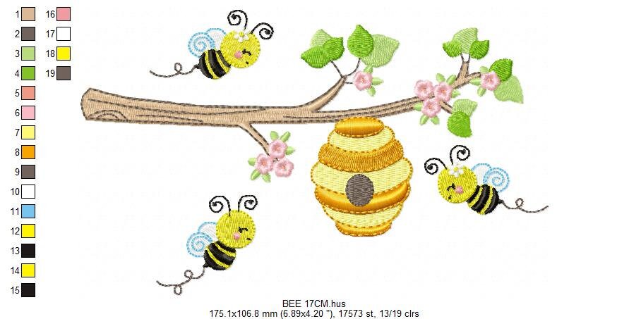 Bee embroidery design - Beehive embroidery designs machine embroidery pattern - Kitchen embroidery file - bee hive embroidery beekeeping